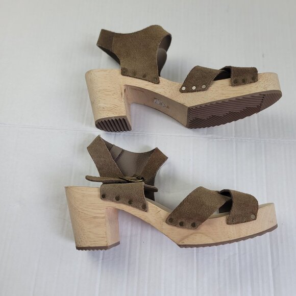 LOFT Criss Cross Leather & Suede Clog Sandals - Picture 7 of 16